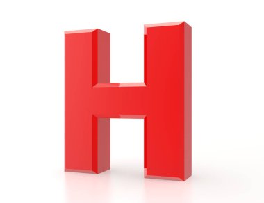 beyaz arka plan 3d render üzerinde kırmızı harf H