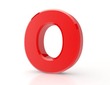 beyaz arka plan 3d render üzerinde kırmızı harf O