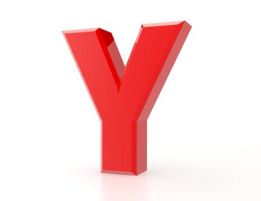 beyaz arka plan 3d render üzerinde kırmızı harf Y