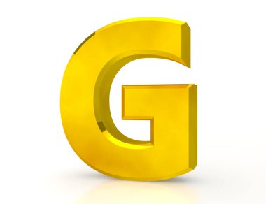 Beyaz arkaplandaki altın harf G 3D görüntüleme