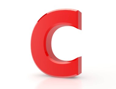 beyaz arka plan 3d render üzerinde kırmızı harf C