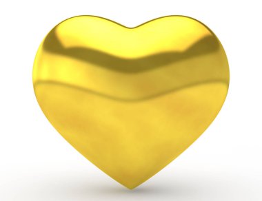 Beyaz Arka Plan 3d render Üzerinde Big Gold Heart
