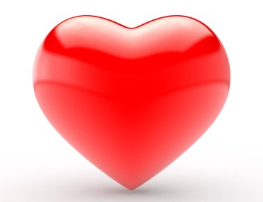 Beyaz Arka Plan 3d render Üzerinde Big Red Heart