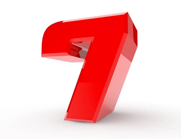 3d rote Zahl 7 auf weißem Hintergrund 3d Rendering — Stockfoto