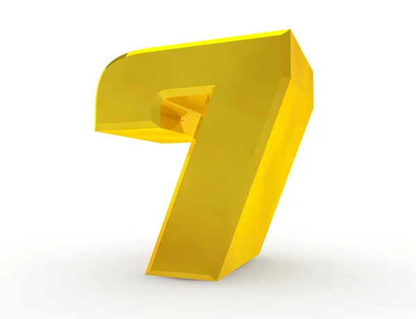 白い背景3Dレンダリングの3Dゴールド番号7 — ストック写真