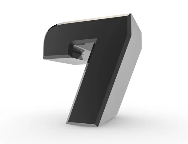 3d negro número 7 sobre fondo blanco 3d renderizado — Foto de Stock