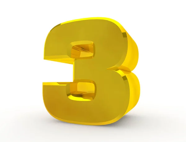 3d Gold number 3 on white background 3d rendering — Stock Photo, Image