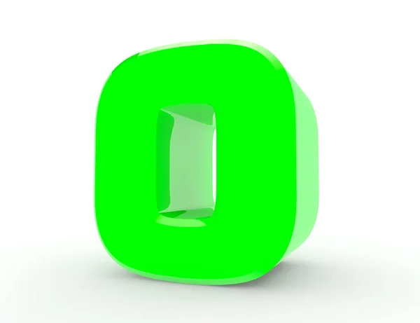 3d verde número 0 no fundo branco 3d renderização — Fotografia de Stock