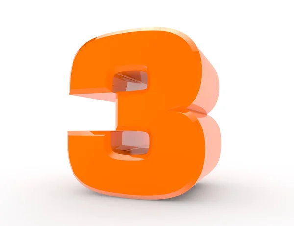 3d Orange number 3 on white background 3d rendering — Stock Photo, Image