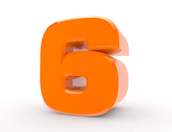 3d Oranje nummer 6 op witte achtergrond 3d rendering — Stockfoto