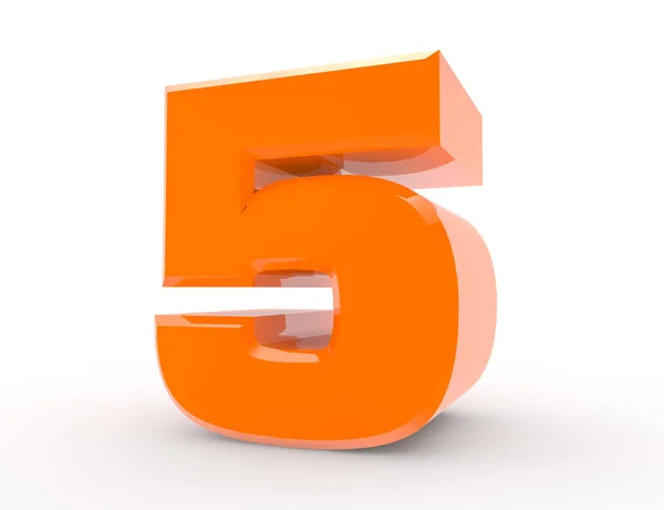 3d Orange number 5 on white background 3d rendering — Stock Photo, Image