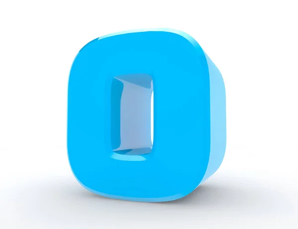 3d azul número 0 sobre fondo blanco 3d renderizado —  Fotos de Stock