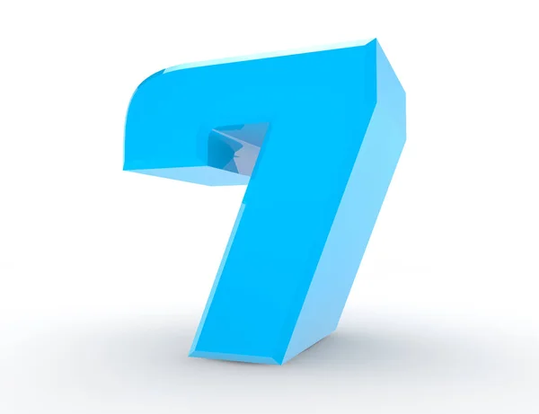 3d Blue number 7 on white background 3d rendering — Stock Photo, Image