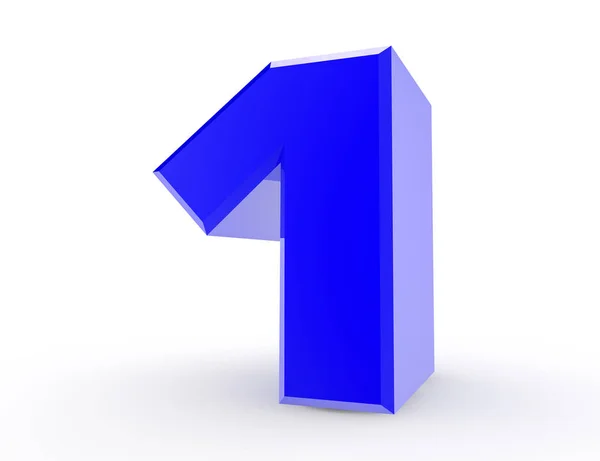 3d azul número 1 no fundo branco 3d renderização — Fotografia de Stock