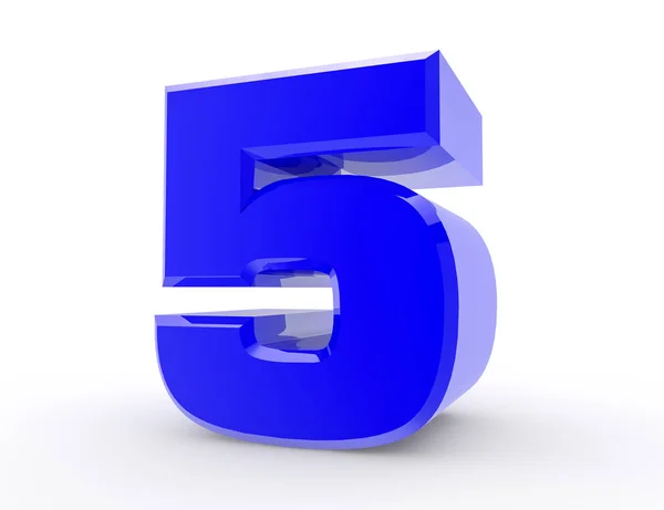 3d blaue Zahl 5 auf weißem Hintergrund 3d Rendering — Stockfoto
