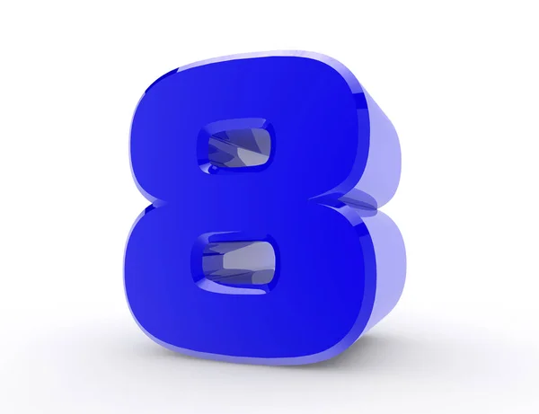 白い背景3Dレンダリングの3D青い番号8 — ストック写真