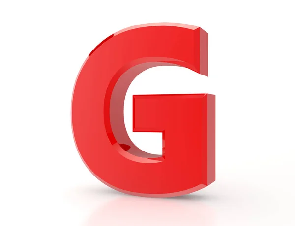 Czerwona litera G na białym tle renderowania 3D — Zdjęcie stockowe
