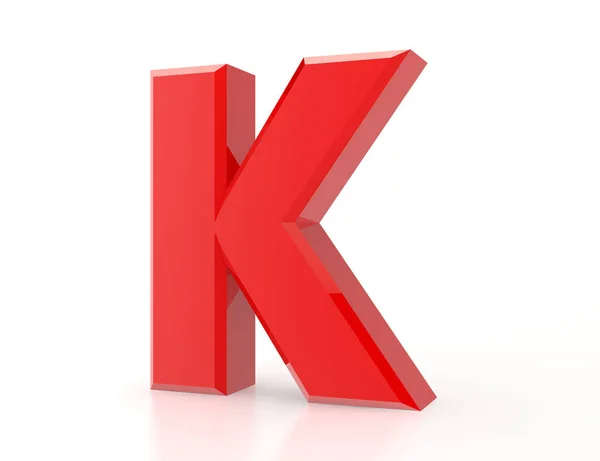 Červené písmeno K na bílém pozadí 3D vykreslování — Stock fotografie