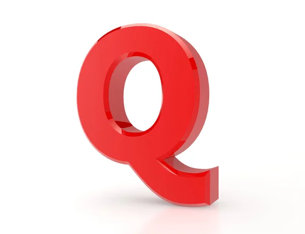 The red letter Q on white background 3d rendering — Stock Photo, Image