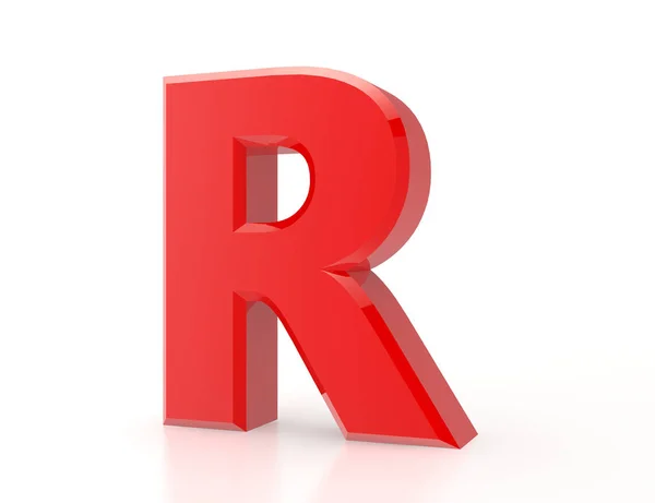 De rode letter R op witte achtergrond 3D-rendering — Stockfoto