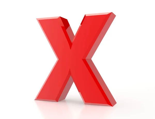 A letra vermelha X no fundo branco 3d renderização — Fotografia de Stock