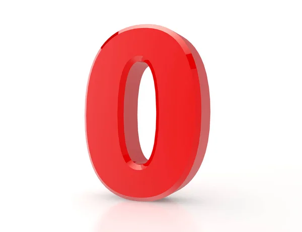3d rote Zahl 0 auf weißem Hintergrund — Stockfoto