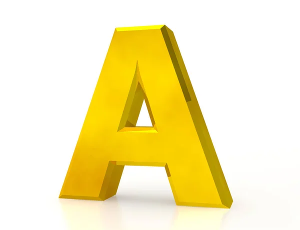 De gouden letter A op witte achtergrond 3d rendering — Stockfoto