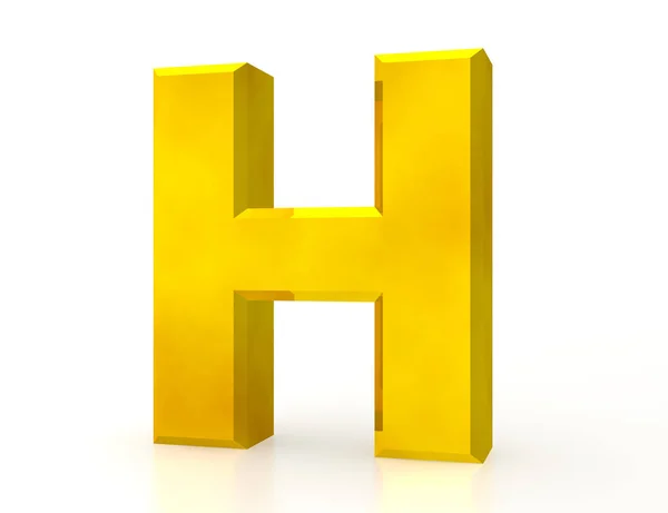 Huruf Emas H pada latar belakang putih 3d rendering — Stok Foto