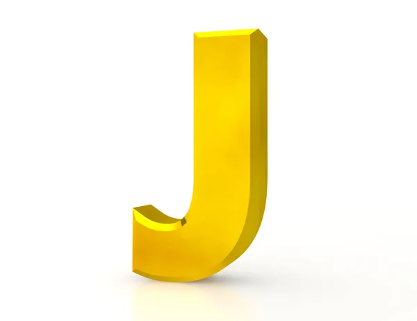 La letra de oro J sobre fondo blanco 3d representación — Foto de Stock