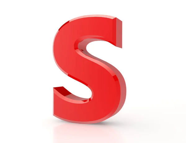 The red letter S on white background 3d rendering — Stock Photo, Image