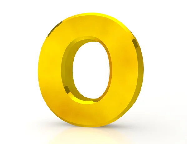 Guldbokstaven O på vit bakgrund 3d rendering — Stockfoto