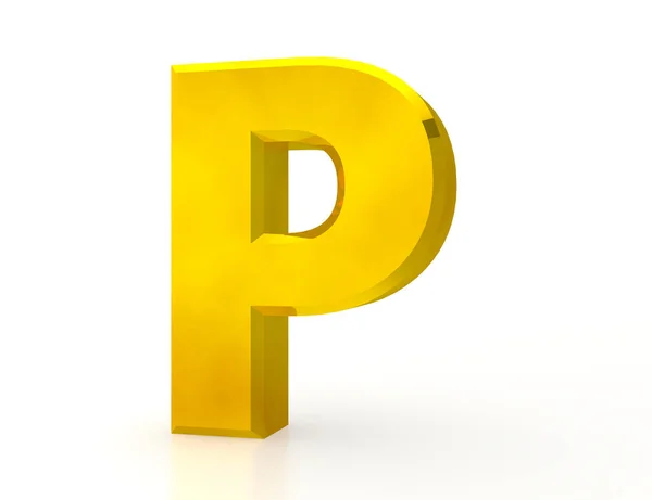 De gouden letter P op witte achtergrond 3d rendering — Stockfoto