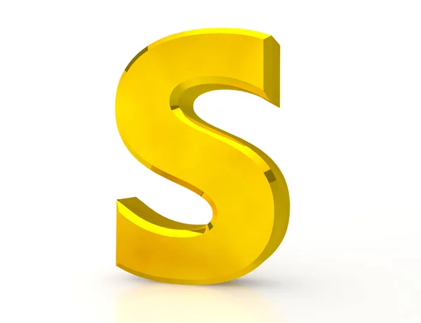 De gouden letter S op witte achtergrond 3d rendering — Stockfoto