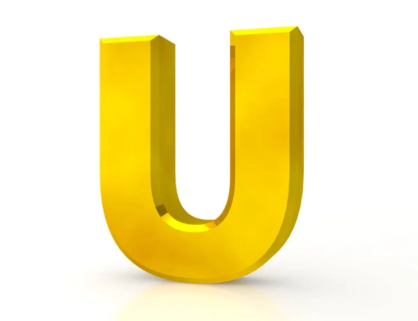 The Gold letter U on white background 3d rendering — ストック写真