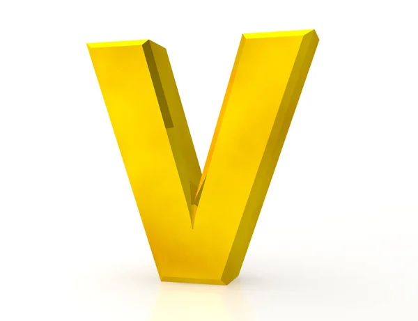 De gouden letter V op witte achtergrond 3d rendering — Stockfoto