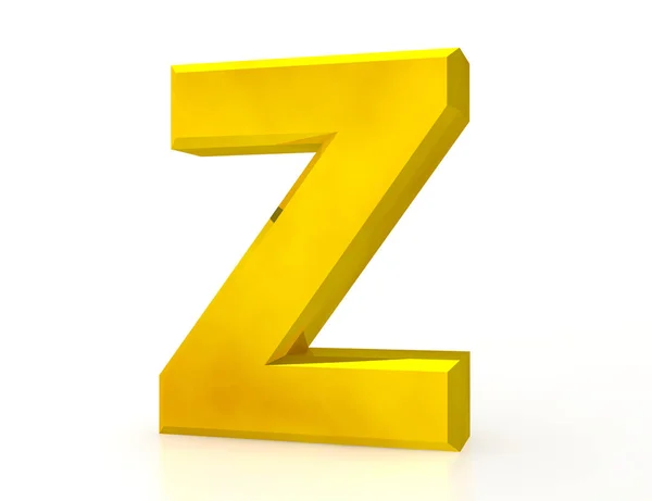 Guld bokstaven Z på vit bakgrund 3d rendering — Stockfoto