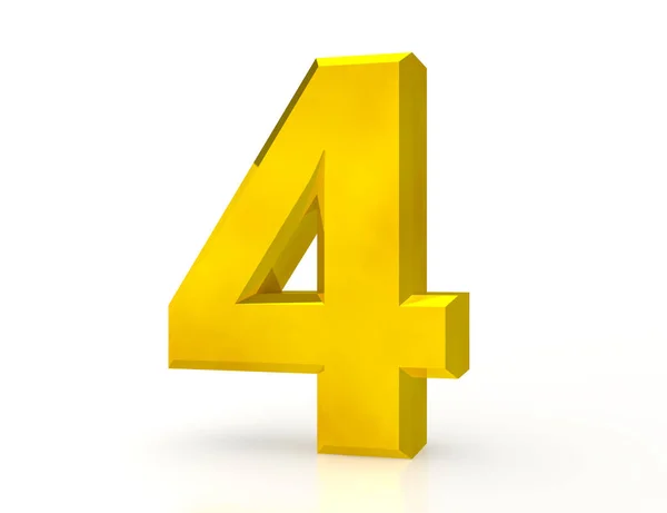 3d Gold number 4 on white background — Stock Photo, Image