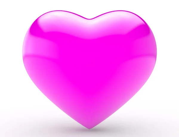 Big Pink Heart On White Background 3d rendering — Stock Photo, Image