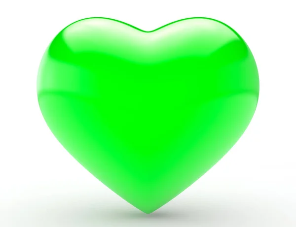 Gran corazón verde sobre fondo blanco 3d renderizado —  Fotos de Stock