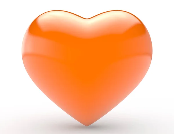 Grande cuore arancione su sfondo bianco rendering 3d — Foto Stock