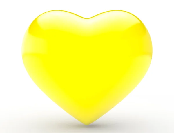 Grande cuore giallo su sfondo bianco rendering 3d — Foto Stock