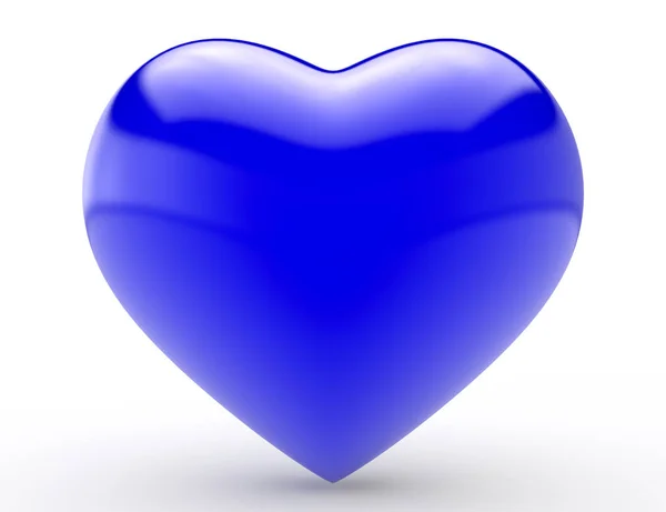 Groot blauw hart op witte achtergrond 3D rendering — Stockfoto