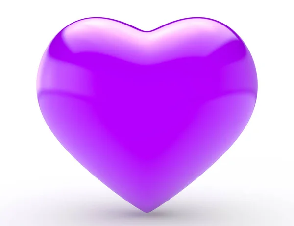 Big Purple Heart na białym tle renderowania 3D — Zdjęcie stockowe