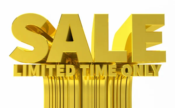 3D SALE LIMITED TIME ONLY word gold on white background 3d rendering