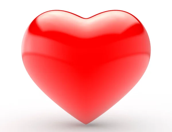 Grande coração vermelho no fundo branco 3d renderização — Fotografia de Stock