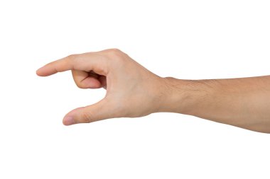 Kırpma yolu olan beyaz arkaplanda el ele tutuşan adam.