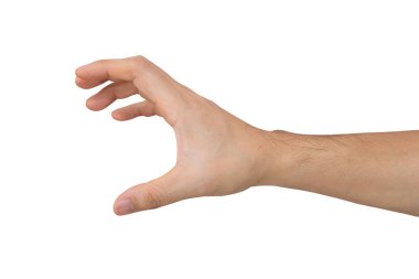 Kırpma yolu olan beyaz arkaplanda el ele tutuşan adam.