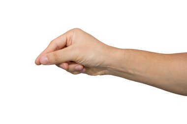 Kırpma yolu olan beyaz arkaplanda el ele tutuşan adam.
