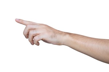 Kırpma yolu ile beyaz arka plan üzerinde izole adam el dokunma.