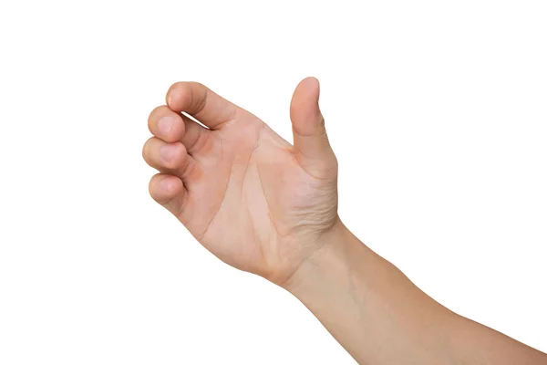 Kırpma yolu olan beyaz arkaplanda el ele tutuşan adam